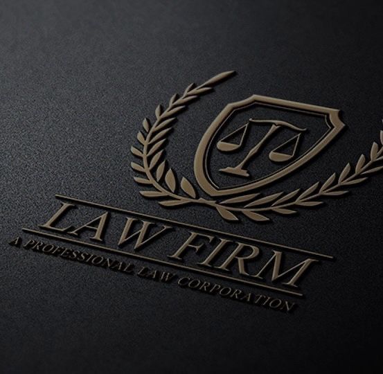 law firm logo on a black background