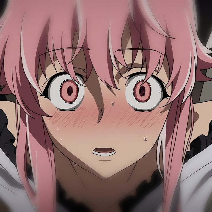 an anime character with pink hair and big eyes