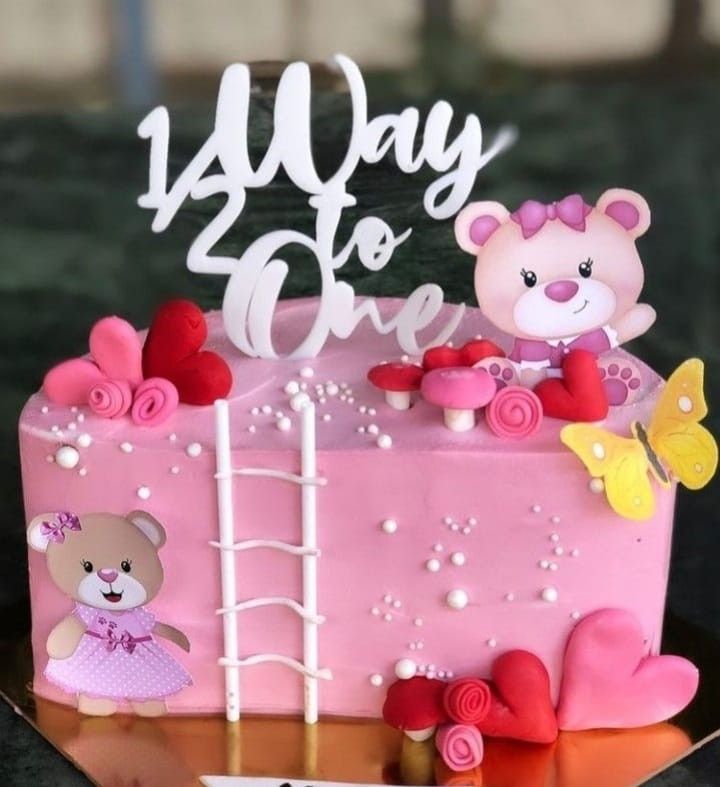 Half Way To One Cake Ideas, Bday Decoration At Home, Half Cake Design, Cake For 1st Birthday, Bday Decoration, Half Cake, Wedding Cake Designs Simple, Half Birthday Cakes, Cake Designs For Girl