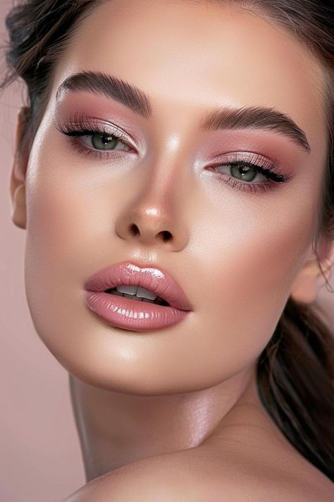 Pink Makeup Looks Soft Glam, Muted Makeup Looks, Soft Glam Pink Makeup, Soft Pink Eyeshadow Looks, Pink Soft Glam Makeup, Mom Wedding Hair, Soft Pink Glam, Classy Makeup Looks, Nikah Makeup