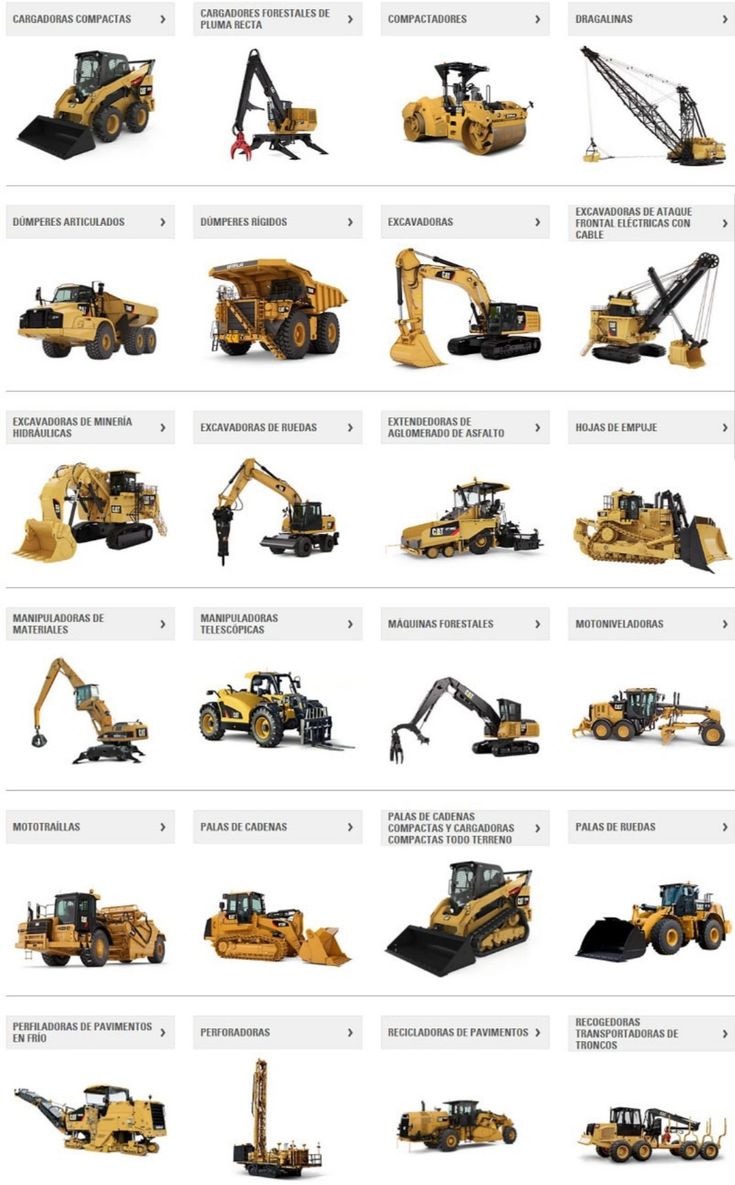 an image of different types of construction equipment