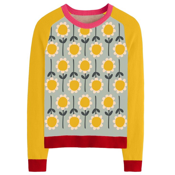 - Knitted Top- 100% Cotton Yarn- Unlined- Regular fit- Machine washable Fabric & Care- Delicate Machine Wash at 30 degrees(86℉) with similar colors.- Iron inside out on low temperature.- Store flat.- Do not tumble dry.- Do not bleach. Boss Outfit, Retro Mode, Floral Knit, Yellow Sunflower, Striped Socks, Bold Stripes, Knitted Top, Knitted Tshirt, Knit Outfit