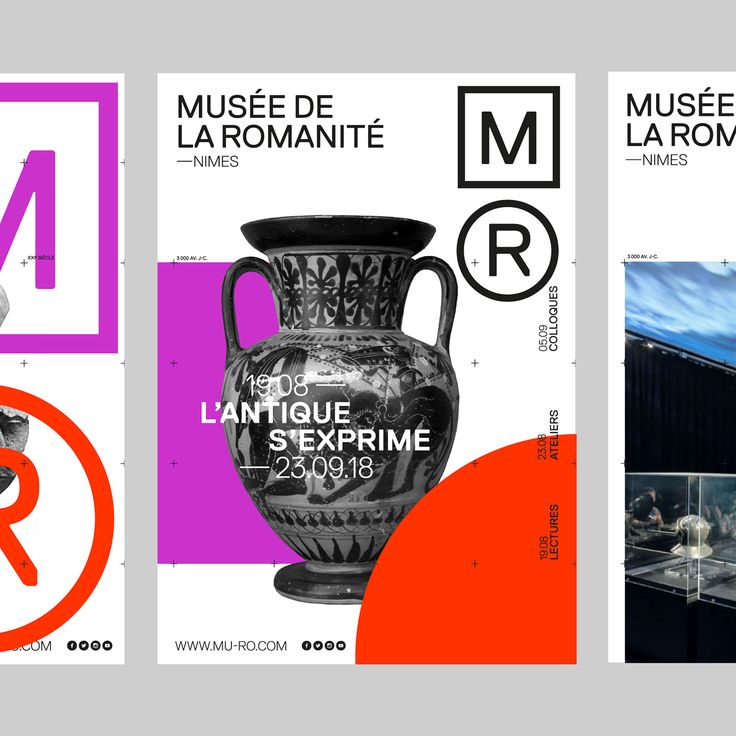 three posters for the museum de l'art du romane in paris, france