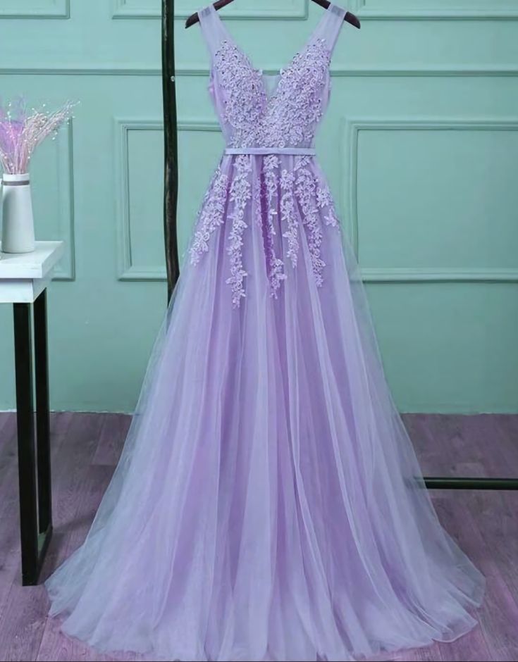 Tulle Floor Length Party Dresses Light Purple Prom Dresses, Purple Prom Dresses Long, Vestido Color Lila, Neon Prom Dresses, Long Party Gowns, Lavender Prom Dresses, Purple Tulle, Purple Prom, Floor Length Prom Dresses