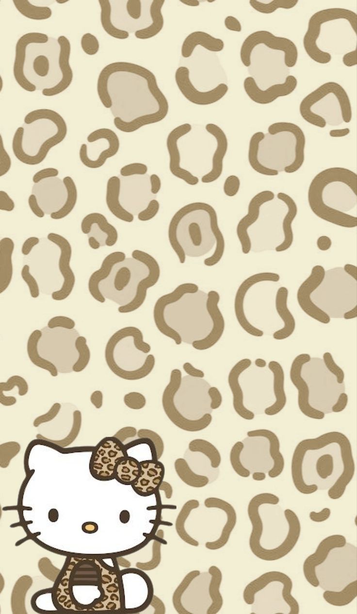 an image of a hello kitty wallpaper with leopard print on the back and side