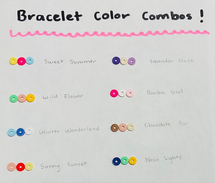 Colorful 
Trendy 
Cute Bracelet Making Color Combos, Colours For Bracelets, Bracelet Ideas Color Combos, Clay Bracelet Combos, Cute Clay Bead Color Combinations, Cute Color Combos For Clay Bracelets, Cool Color Combinations For Bracelets, Bracelet Names Ideas, Bracket Color Combos