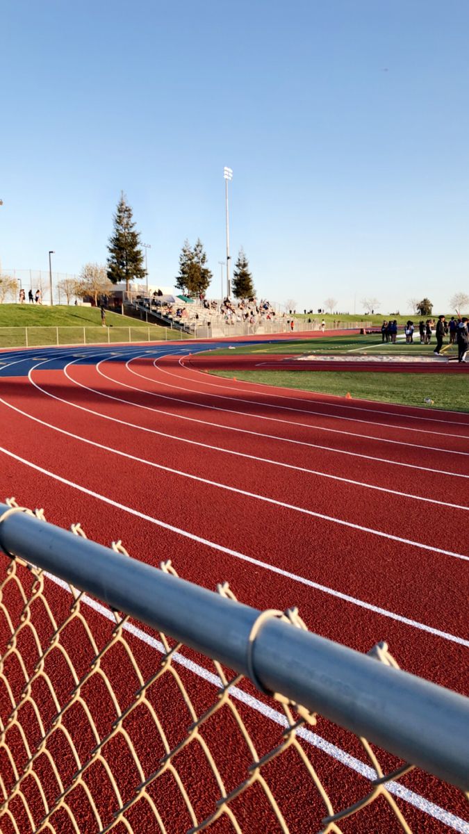 a red track with white lines running along it