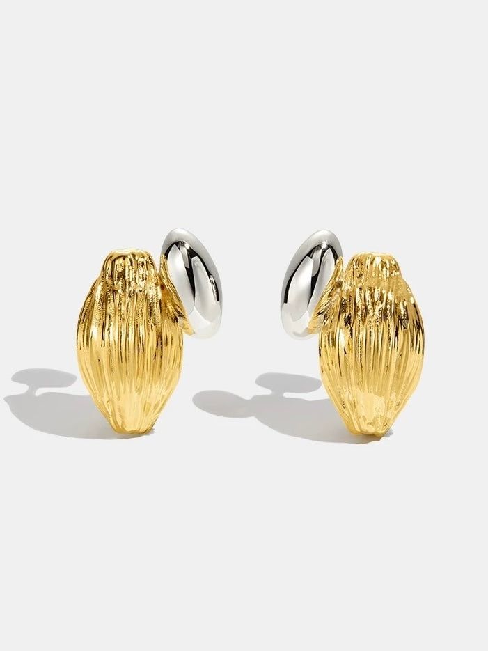 Seed Figure Huggies - Women's Earrings - Someone & HerOwn Elegant Gold Huggie Earrings For Formal Occasions, Formal Brass Hoop Earrings With Plating, Chic Yellow Gold Plated Earrings, Elegant 14k Gold Plated Earrings, Elegant 14k Gold Earrings With Plating, Gold Brass Huggie Earrings For Formal Occasions, Classic Gold Wrap Earrings For Pierced Ears, Elegant Gold Plated Drop Wrap Earrings, Classic Gold Wrap Earrings