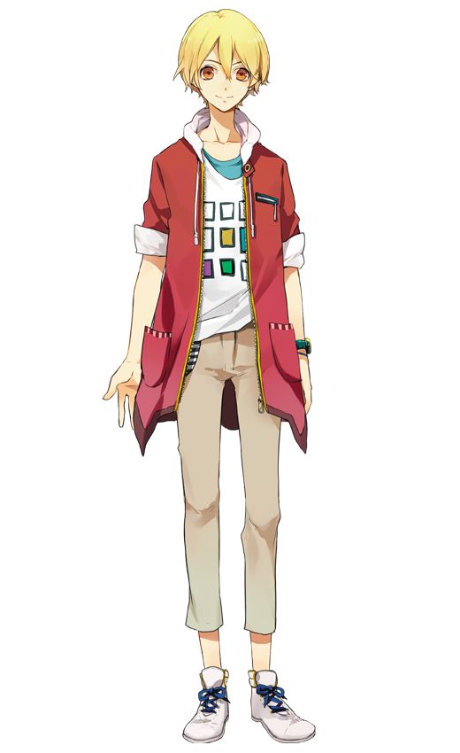 an anime character is standing with his hands in his pockets