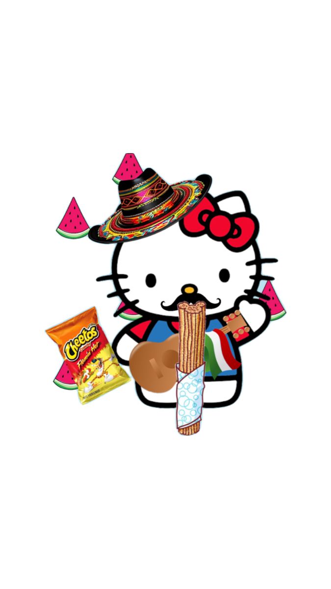 an image of a hello kitty with mexican food