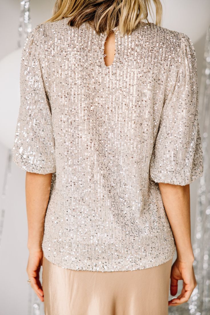 gold sequin blouse Glamorous Fall Top With Contrast Sequin, Glamorous Contrast Sequin Top For Fall, Glamorous Fall Tops With Contrast Sequin, Holiday Shimmer Blouse For Night Out, Long Sleeve Shimmer Tops For Party Season, Long Sleeve Sequin Tops For Holiday Party, Holiday Party Long Sleeve Sequin Top, Holiday Shimmer Tops For Festive Occasion, Festive Shimmer Tops For Holiday