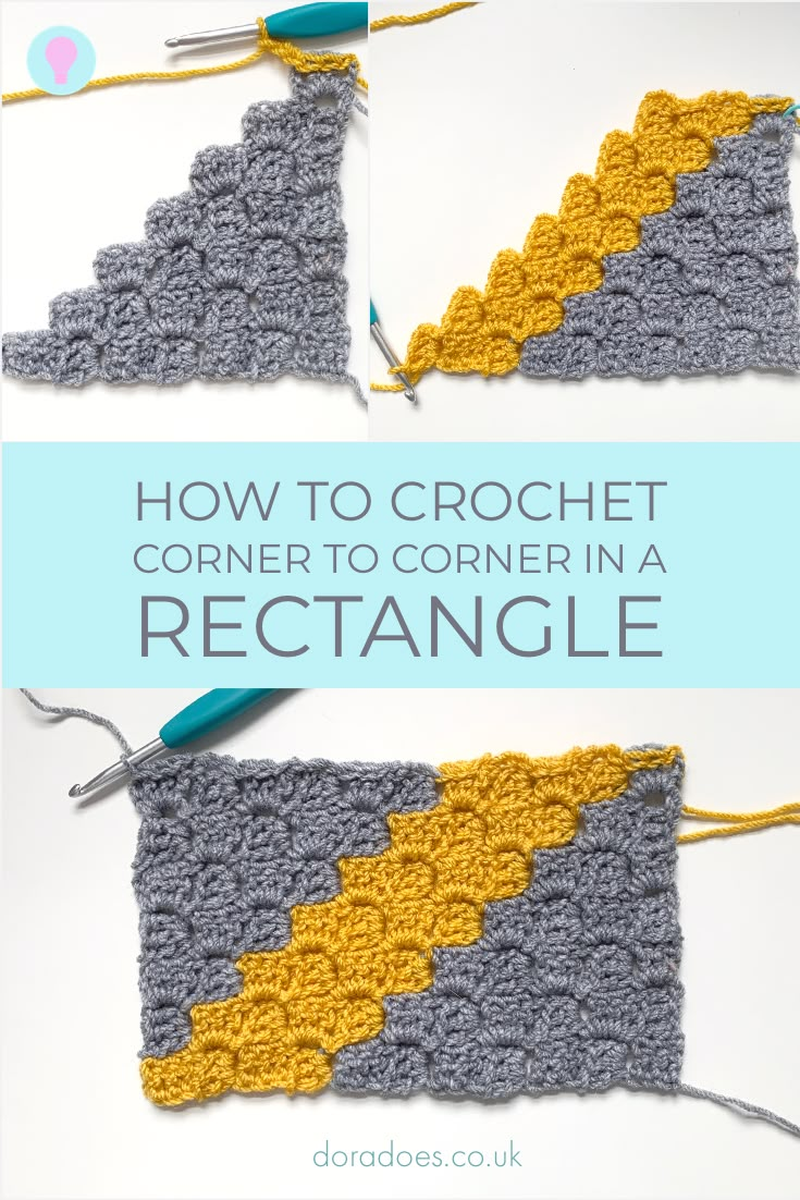 crochet corner to corner in a rectangle with text overlay that says how to crochet corner to corner in a rectangle