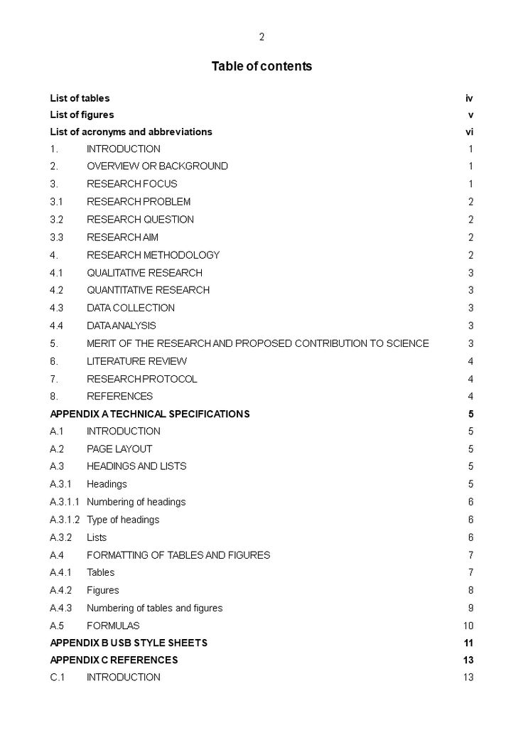 the table of contents is shown in this document