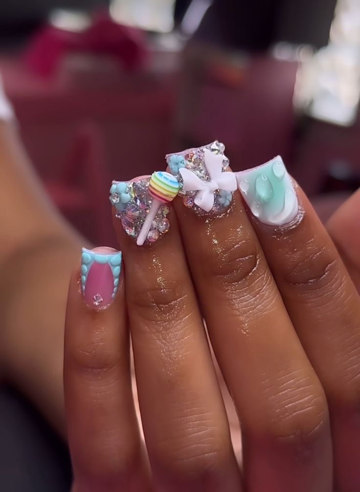 Junk Nails, Pink Ombre Nails, Duck Nails, Hard Nails, Diy Acrylic Nails, Drip Nails, Colored Acrylic, Colored Acrylic Nails, Girly Acrylic Nails