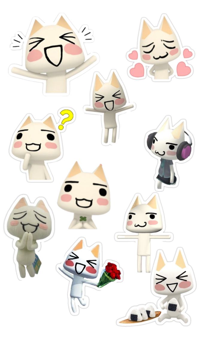 an assortment of stickers with cats and other animals on them, all showing different expressions