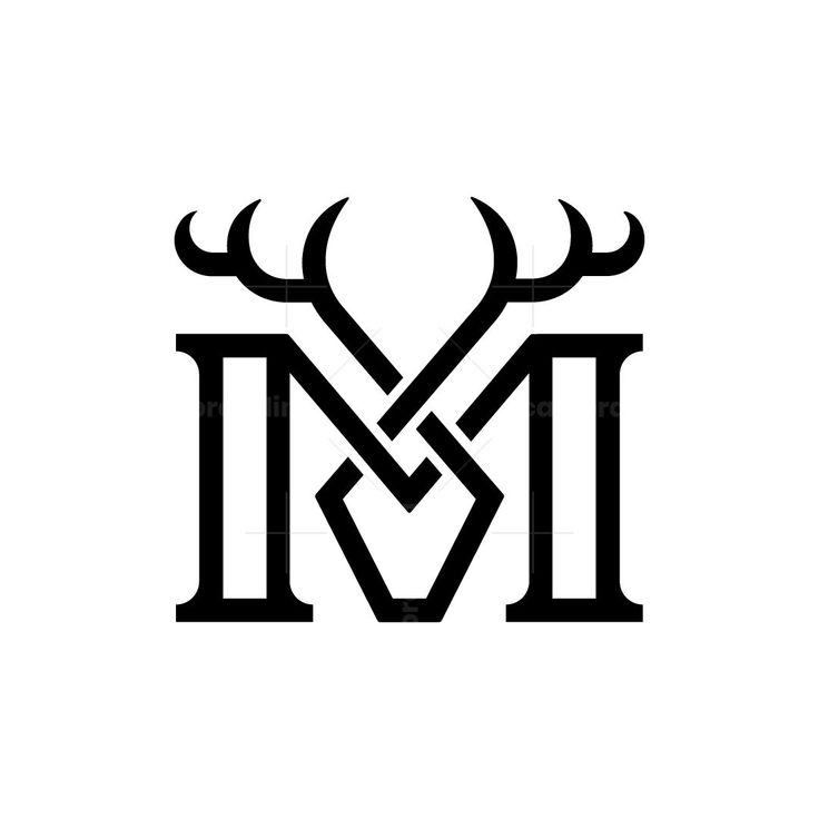 the letter m with antlers on it