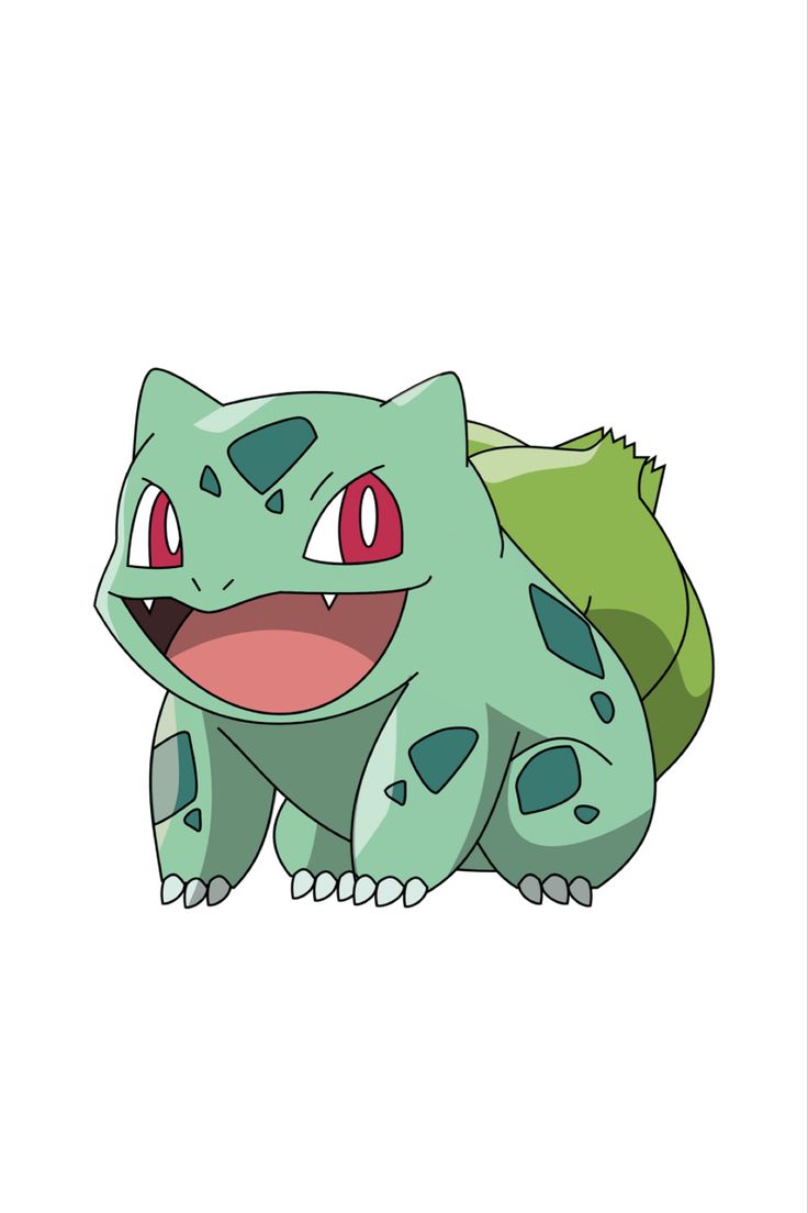 a green and black pokemon with red eyes