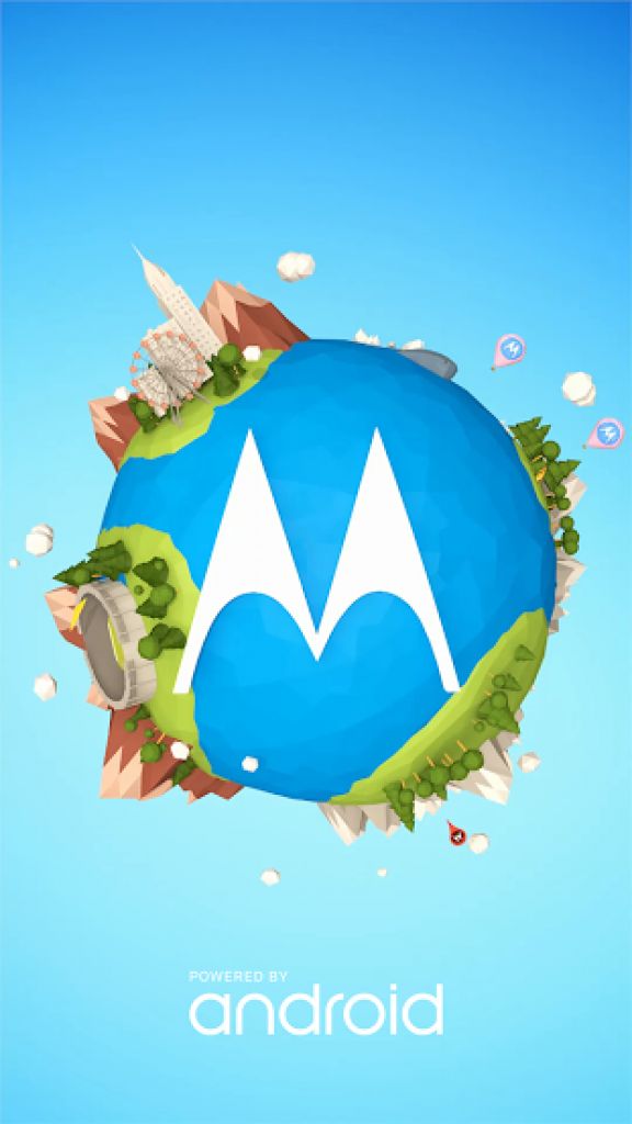 the motorola logo is flying through the air