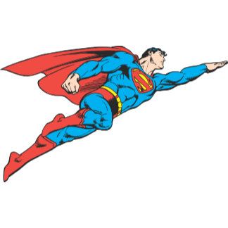 superman flying through the air with his cape open