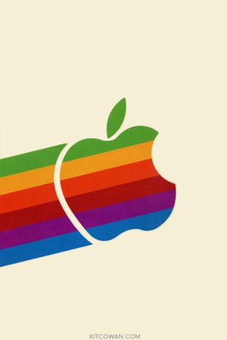 an apple logo with the colors of rainbow