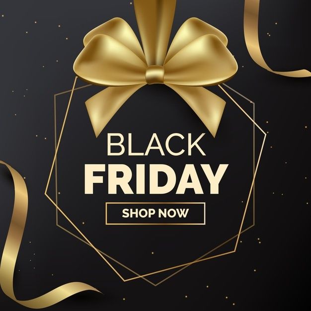 black friday sale with gold ribbon and bow