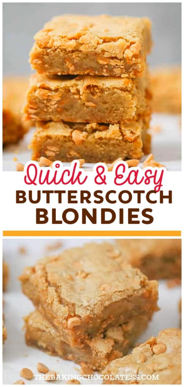 quick and easy butterscotch blondies are the perfect dessert to make for breakfast