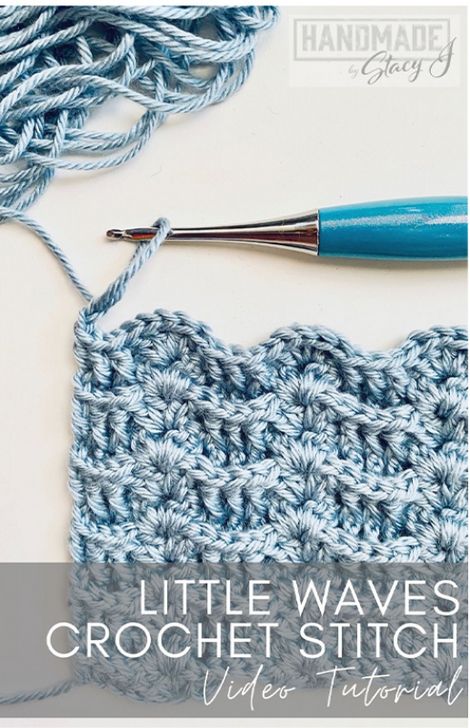 the little waves crochet stitch is being worked on