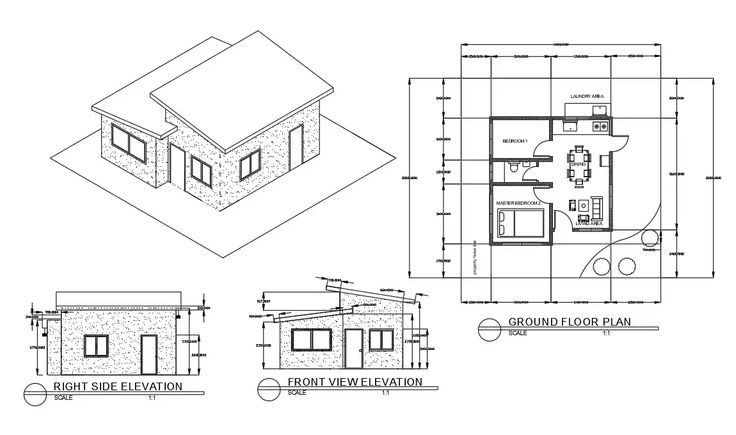 the floor plan for a home with three rooms and two bathrooms