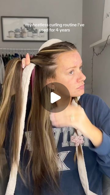 Madisynn on Instagram: "this is your sign to try heatless curls" No Heat Curls With Leggings, Heatless Curls Technique, Beach Wave Heatless Curls, Healthy Hair Styles For Sleep, Heatless Curls Overnight Bathrobe, Kitch Heatless Curls, Comfy Heatless Curls, Heatless Curls Overnight Fine Hair, Heartless Curls Overnight Tutorial