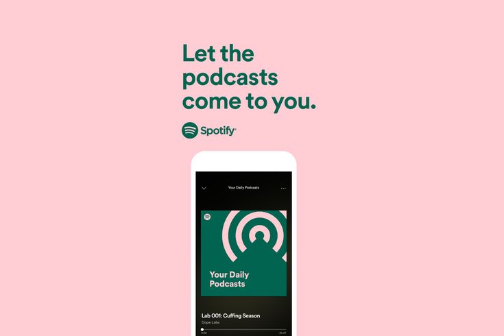 an advertisement for spotly's new app, let the podcasts come to you