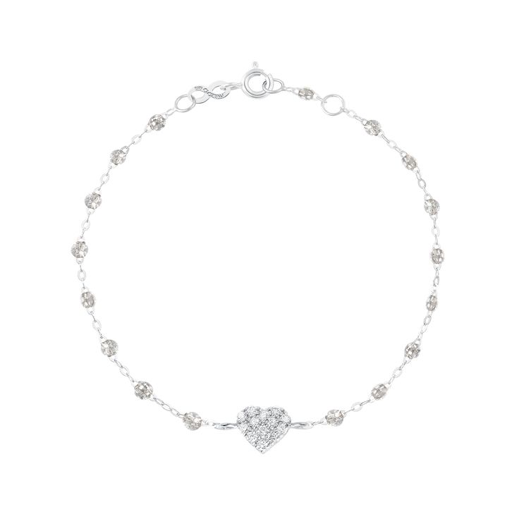 Gigi Clozeau - In Love Diamond Bracelet, Sparkle, White Gold, 6.7 Fine Jewelry White Gold Diamond Pearl Bracelet, White Gold Diamond Pearl Bracelet, White Gold Diamond Heart Bracelet For Anniversary, Luxury Silver Heart Bracelet With Cubic Zirconia, Luxury Silver Cubic Zirconia Heart Bracelet, Fine Jewelry White Gold Heart Bracelet With Cubic Zirconia, Elegant Silver Diamond Heart Bracelet, White Gold Diamond Heart Bracelet, Luxury Silver Diamond Heart Bracelet