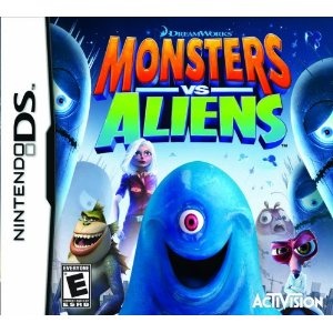 monsters vs aliens on the cover of a video game