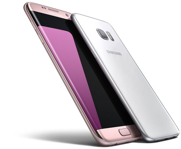 the samsung galaxy s7 is shown in white and pink