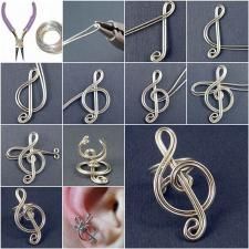 many different types of music notes are being made out of silver wire and metal scissors