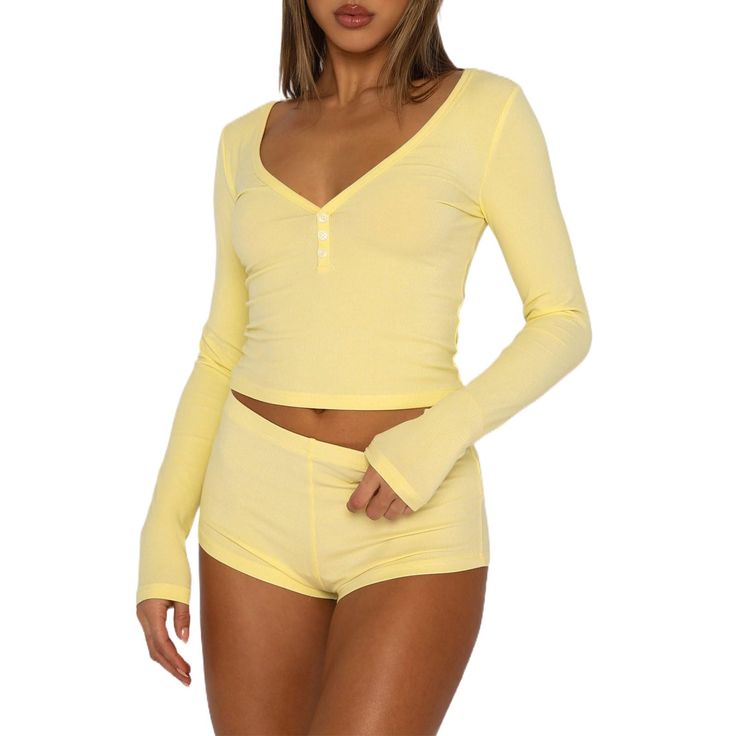 PRICES MAY VARY. ღ Material: Women's 2 piece ribbed pajama set is made of high quality polyester, skin-friendly fabric, good breathability, soft to the touch and comfortable to wear. No worrying that it will do harm to your skin. ღ Features: 2 piece matching lounge set women, ribbed knit long sleeve button tops and high waist mini shorts, solid color, basic two piece set, v neck button down top, ribbed shorts, stretch fit, pj sets for women shorts, long sleeve and shorts pajama set, sleep sets f Justine Dancer, 2024 Energy, Low Waist Shorts, Ribbed Loungewear, Matching Lounge Set, Pjs Set, 15 Birthday, Outfit Pieces, Future Clothes