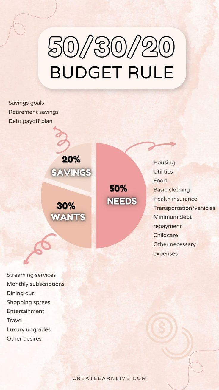 a pie chart with the words 50 / 80 / 20 budget rules