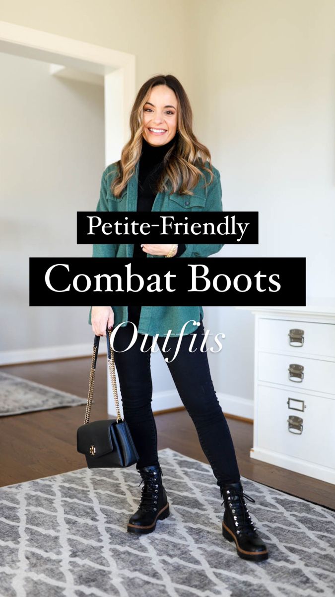 Combat Boots Rainy Day Outfits, Outfit For Boots For Women, Black Slip On Boots Outfit, Combat Boots For Petite Women, Black Military Boots Outfit, Combat Boot Winter Outfits, Style Boots Women Fashion, How To Style Black Combat Boots, Boots With Laces Outfits