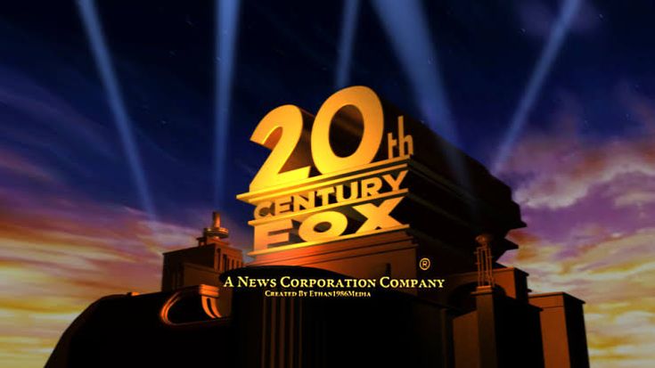 the 20th century fox logo is shown in front of an orange and blue sky at night