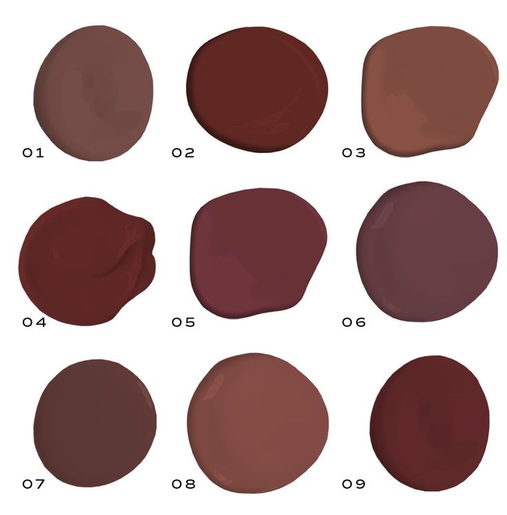 the different shades of brown and red are shown in this image, with each color on it