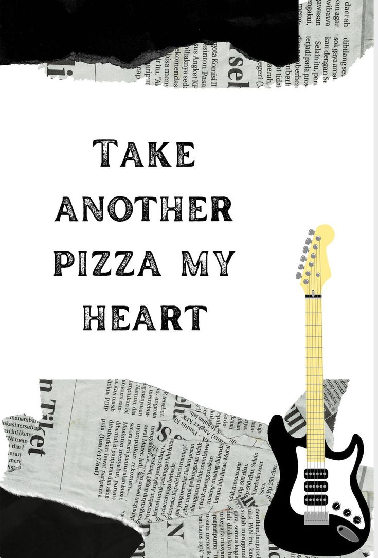 a black and white photo with the words take another pizza my heart