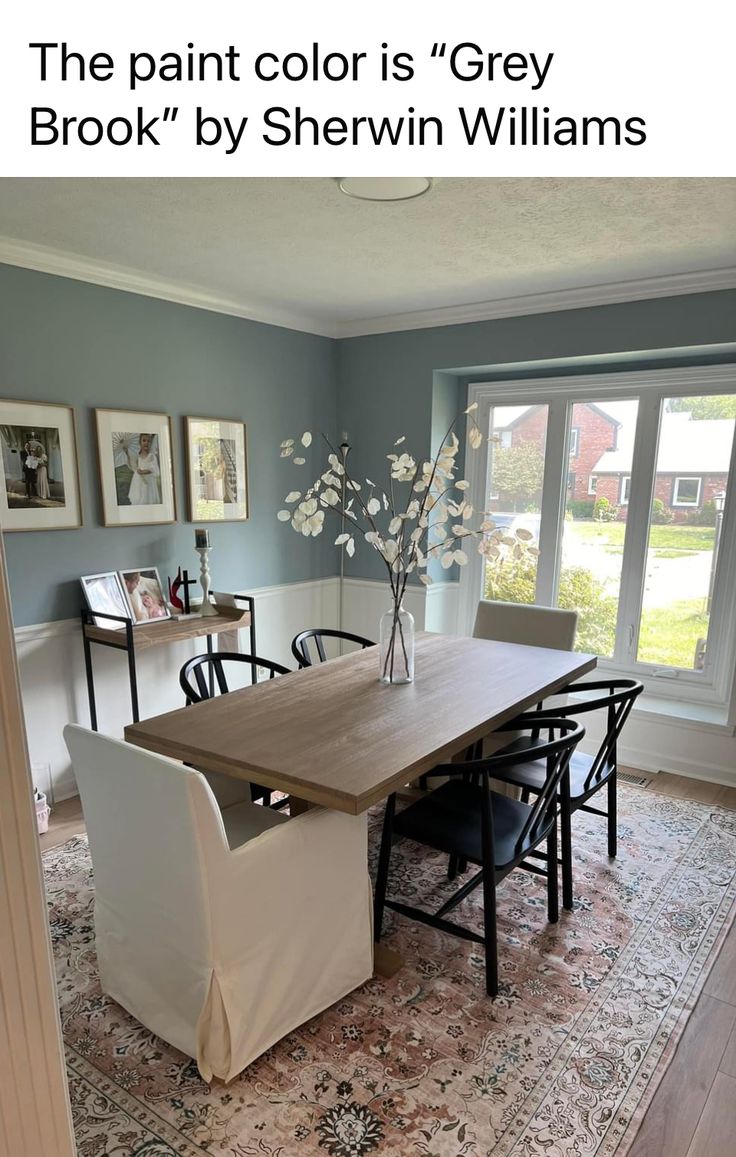 the paint color is grey brook by sherrin williams, and it's all in shades of blue