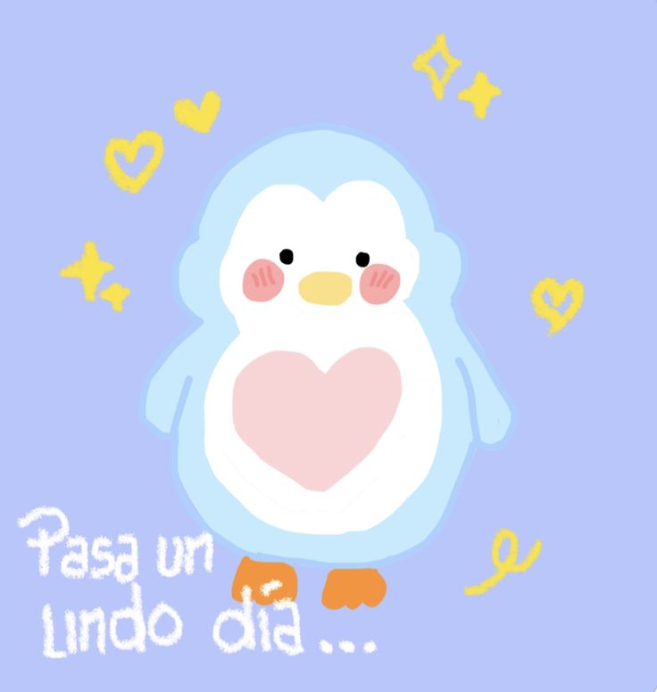 a cute little penguin with a heart on it's chest and the words passu um lindo dio