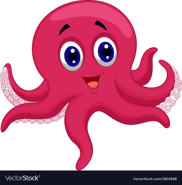 an octopus with blue eyes and pink tentacles on white background stock photo 549782