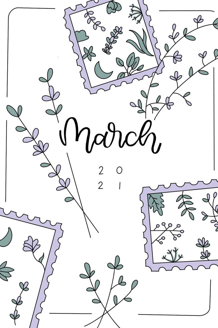 march coloring pages with the word march in black and white, surrounded by images of flowers