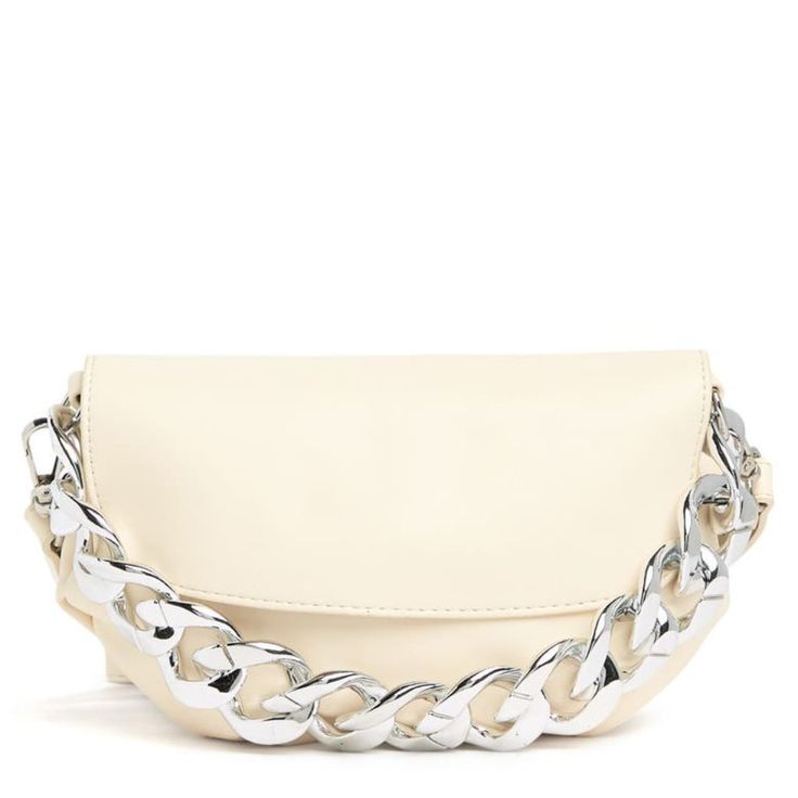 Steve Madden Ruched Clutch Belt Bag With Chain Detail * New With Tags * Cream * Size: Medium A Touch Of Ruching And A Bold Chain Detail Elevate The Fashion Feel Of This Steve Madden Belt Bag, Which Is Stylish Worn As A Belt Or Carried As A Crossbody. - Bag: 8-1/4"W X 5-1/2"H; Belt: 7/10"W - Belt Length: Xs 30", S 32", M 34", L 36", Xl 38" - Magnetic Snap Closure - Silver-Tone Exterior Hardware; Chain Detail - Includes 24" Crossbody Strap - Polyurethane - Hand Wash - Imported Thanks For Dropping Trendy Cream Bag With Chain Strap, Chic Belt Bag With Chain Strap, Chic Beige Belt Bag, Chic Crossbody Belt Bag With Chain Strap, Trendy Evening Belt Bag, Trendy Belt Bag With Chain Strap, H Belt, Red Crossbody Bag, Steve Madden Purse