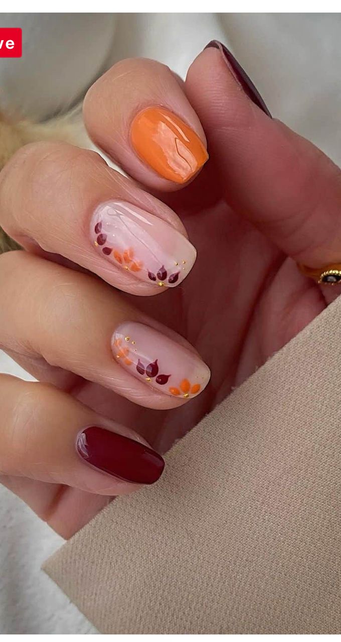 Thanksgiving Nail Designs, Simple Fall Nails, September Nails, November Nails, Fall Gel Nails, Fall Nail Art Designs, Cute Nails For Fall, Short Nails Art, Thanksgiving Nails