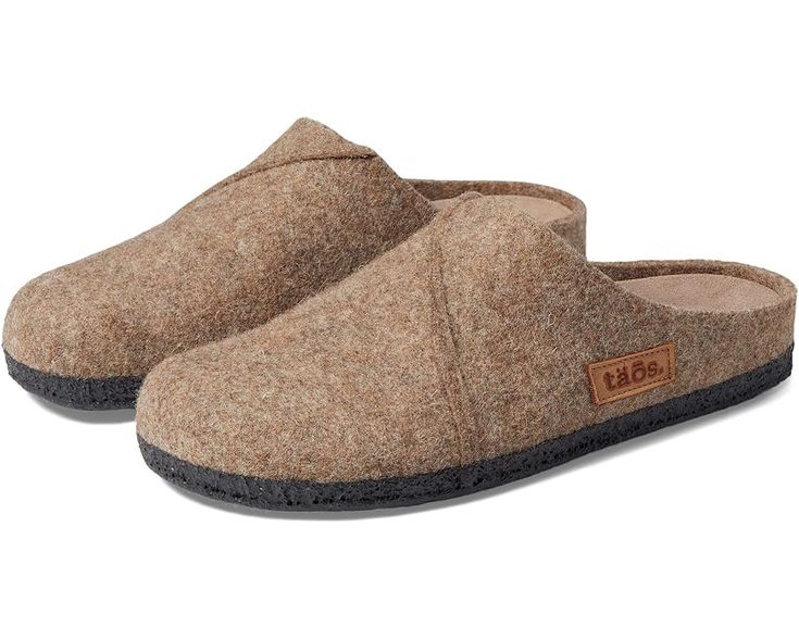 Taos Footwear Wooled Class Cozy Indoor Slip-on Clogs, Comfortable Textured Clogs For Fall, Winter Comfortable Closed Toe Clogs, Comfortable Closed Toe Winter Clogs, Casual Brown Outdoor Slippers, Brown Slip-on Indoor Clogs, Brown Slip-on Clogs For Indoor Use, Brown Indoor Clogs With Rubber Sole, Comfortable Winter Clogs With Textured Footbed