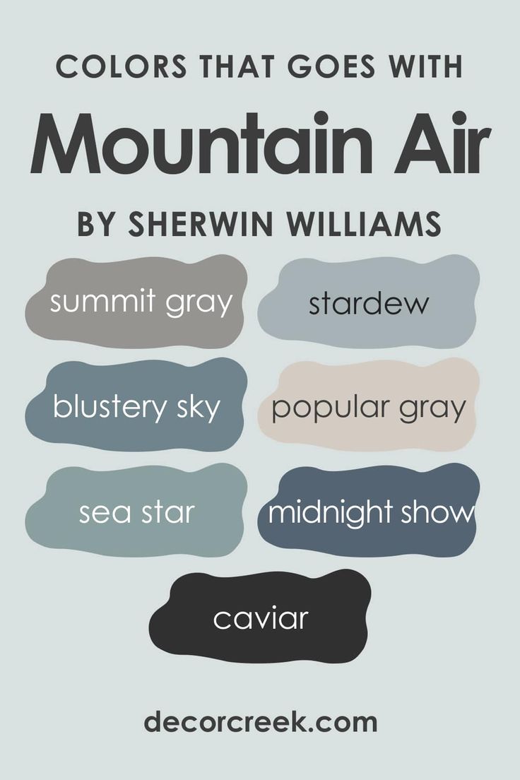 the colors that goes with mountain air by sherylin williams, from decor geek