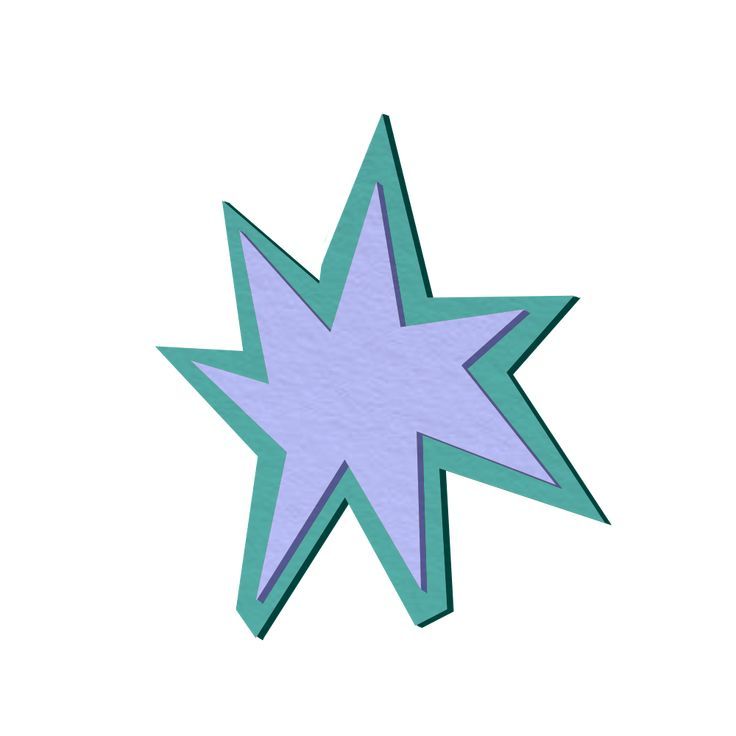 a purple and green star on a white background