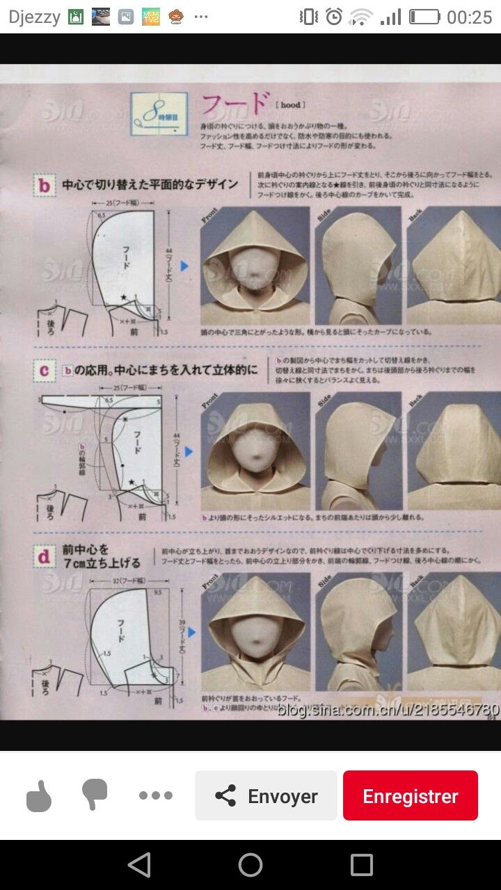 the instructions on how to make a hood for an adult sized child's head